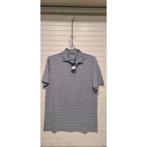 Ahead Performance True Navy Striped Golf Polo Shirt Size S NWT